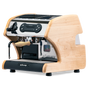 LUCCA A53 espresso machine with handcrafted natural wood panels on the sides.
