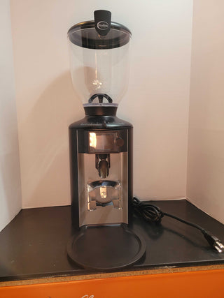 Anfim Pratica coffee grinder with tall clear hopper and black body