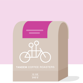 Ethiopia Banko Gotiti packaging with a beige bag graphic on a bright magenta background