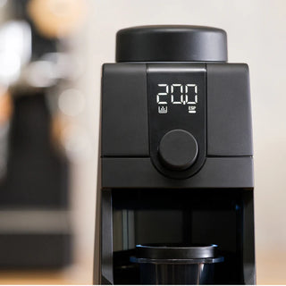Baratza Encore ESP Pro grinder front view with digital display reading 20.0 and a large control knob