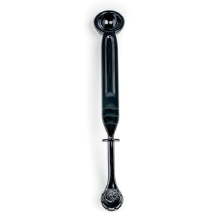 Black steam wand cleaning brush with round bristled head