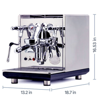 ECM Synchronika Espresso Machine, dimensions image, from Clive Coffee, knockout