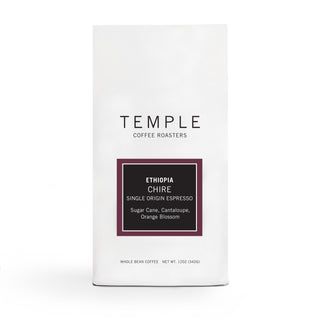 Temple Coffee Roasters Ethiopia Chire single origin espresso bag with a dark label