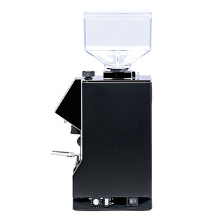 Side view of the Eureka Mignon Silenzio 55 espresso grinder with clear hopper and dial controls.