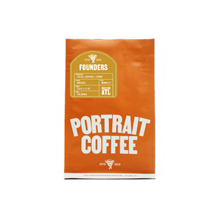 Orange Founders Portrait Coffee bag with West End ATL label