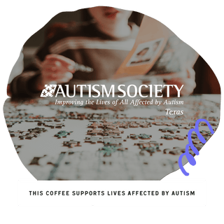Autism Society promotional banner with puzzle piece imagery and bold white text supporting autism awareness
