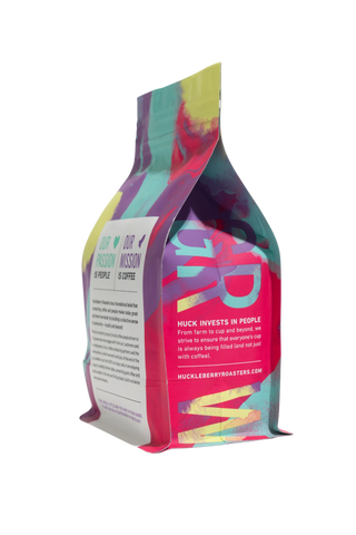 Phantom Limb Blend bag shown from the side with bold colorful artwork and a white label.