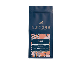 Haya Cold Brew bag in dark navy with Kaldi's Coffee logo and a decorative side panel.