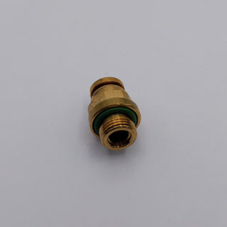 Lelit Elizabeth central straight brass quick connect fitting with green gasket visible