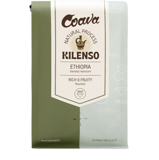 Kilenso Ethiopian coffee bag highlighting Heirloom varietal with natural processing and a rich fruity profile