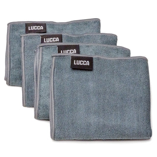 LUCCA microfiber towels four pack stacked for lint free cleaning of espresso machines