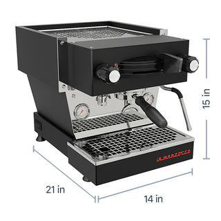 La Marzocco Linea Mini Espresso Machine, dimensions image, from Clive Coffee