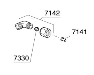 Exploded diagram of La Spaziale brass compression sleeve assembly with fittings 7141 and 7142