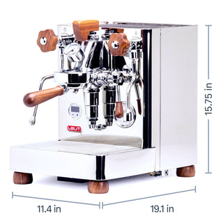 Lelit Bianca Dual Boiler Espresso Machine, dimensions image, from Clive Coffee