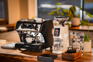 LUCCA A53 Pro Espresso Machine with Eureka Atom W 64 Espresso Grinder lifestyle- by Clive Coffee