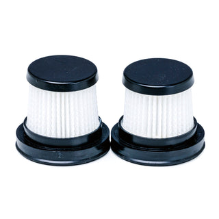 Two LUCCA replacement filters with black caps and white pleated media shown side by side.