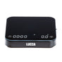 Black LUCCA digital scale with a flat surface and bright digital readout
