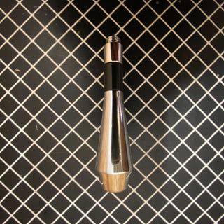 Close up of M58 Brew Lever Metal Knob V2 with a knurled top and chrome collar on a lever