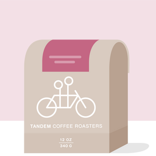Burundi Munkaze coffee bag beige with white bicycle graphic from Tandem Coffee Roasters.