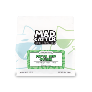 Papua New Guinea Nebilyer Valley coffee bag with tasting notes brown sugar pecan toffee