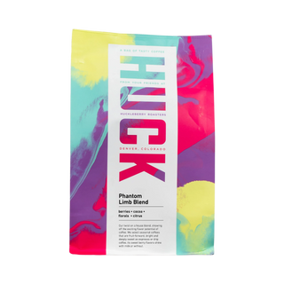Phantom Limb Blend coffee bag with vivid abstract colors and a white label showing the product name.