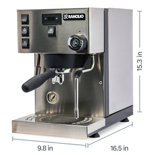 Rancillio Silvia Pro X Dual Boiler, Espresso Machine, dimensions image, from Clive Coffee, knockout