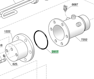 Exploded schematic of a La Spaziale boiler assembly with gasket 2417 between two flanged parts.