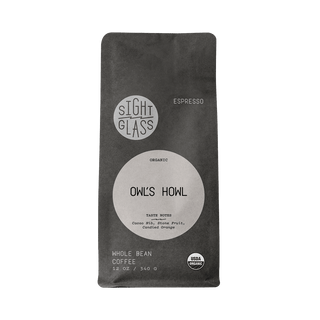 Owl's Howl organic espresso bag with round Sightglass logo on dark packaging