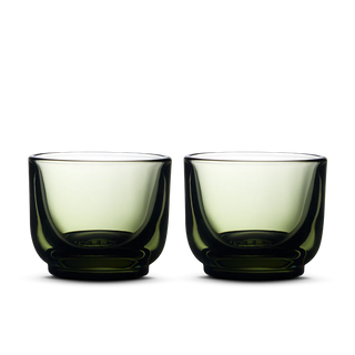 Pair of green glass espresso shot glasses from Fellow Pirch