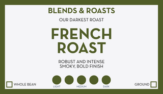 Green Dawson Taylor bag from blends and roasts with a large French Roast label