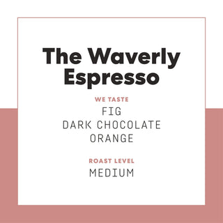 The Waverly Espresso product cover with bold black title on white background and pink framing