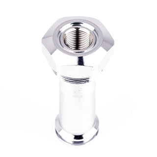 Chrome two tier E61 mushroom connector with hex body and threaded bore