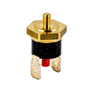 165 degree high limit thermostat with brass hex nut mounted on a steam boiler component