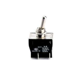 Two way DPST toggle switch for Profitec espresso machines with metal housing and lever.
